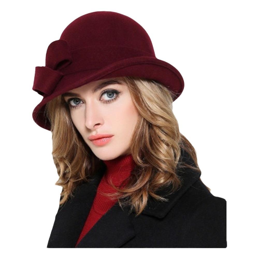 Vintage Style Vintage Cloche Fedora Cap with Bow Decoration Female Bowler Hat  Female Fashion