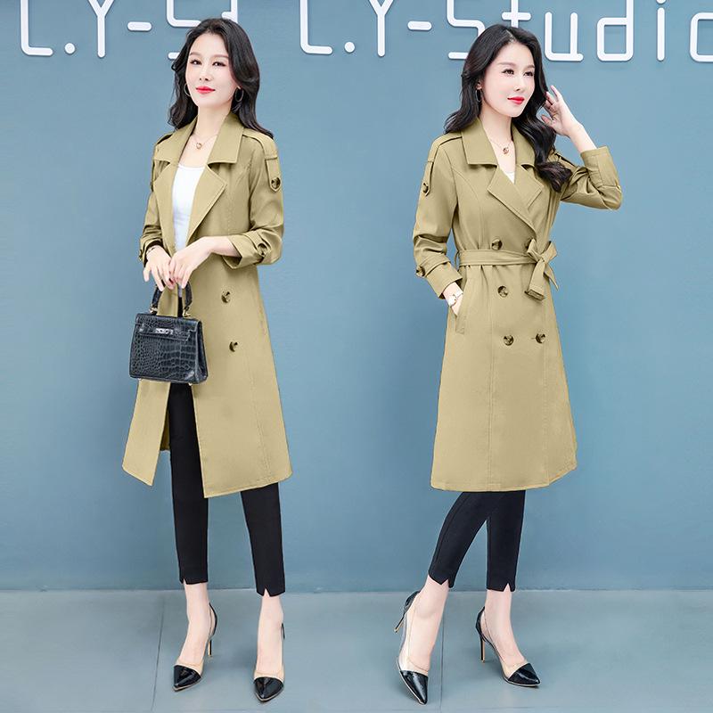 Schicker koreanischer Damen-Midilang-Trenchcoat – Frühjahr/Herbst-Kollektion 2025, großer Kragen, Übergröße, schlankmachende Oberbekleidung
