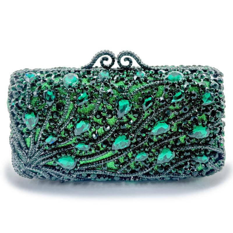 2024 handbag cosmetic bag diamond-encrusted clutch bag foreign trade hollow diamond-encrusted women s dinner bag темно-зеленого