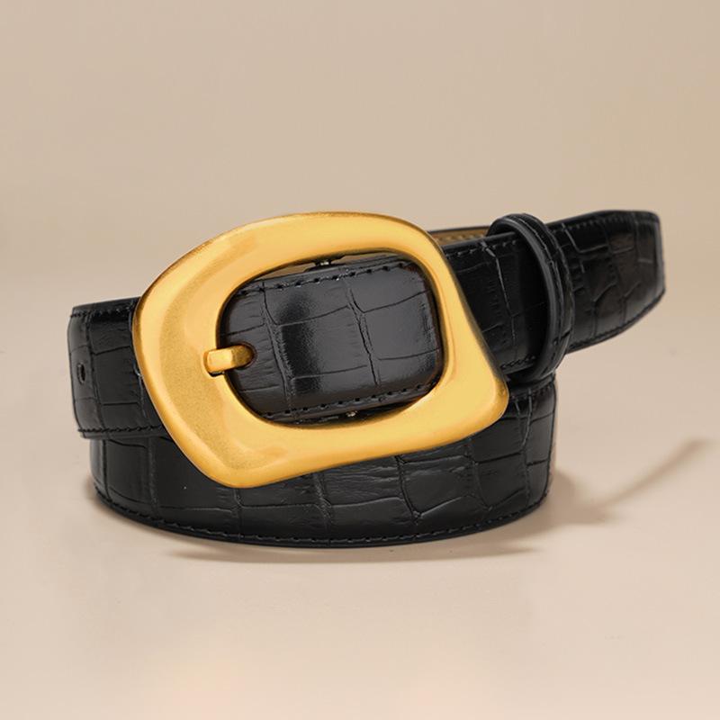 Women's Belt, Women's Genuine Leather Pin Buckle Belt, Fashionable and Versatile Simple Decorative Casual Pants Belt