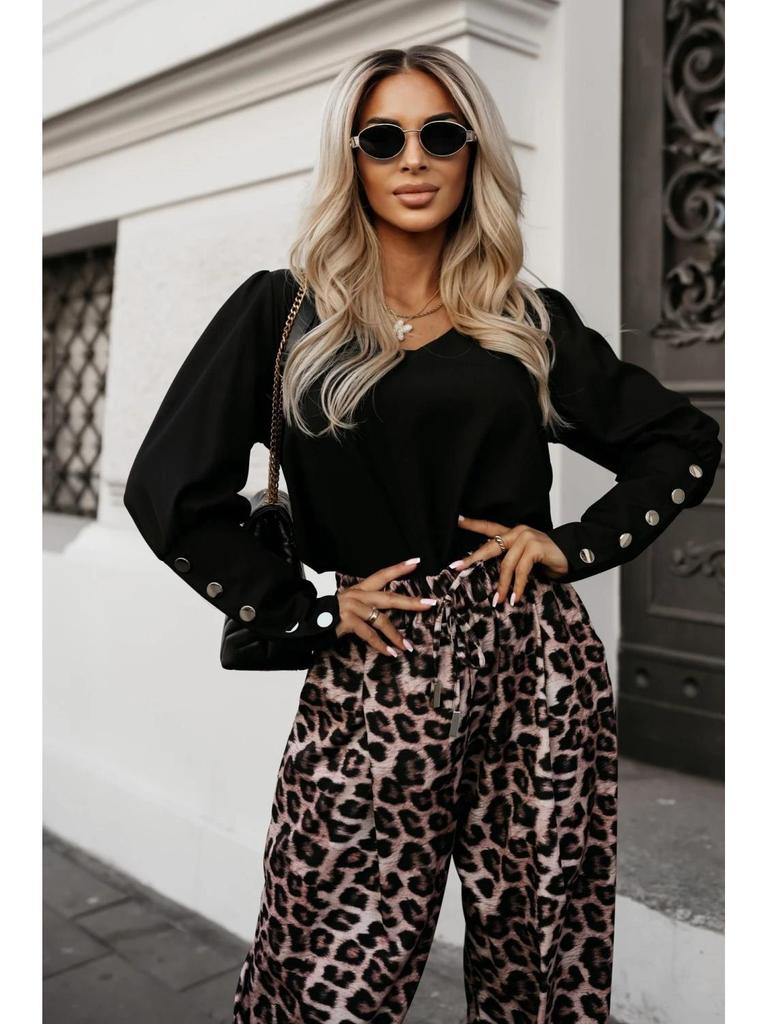 2024 Autumn Women's V-Neck Long Sleeve Button Shirt Top