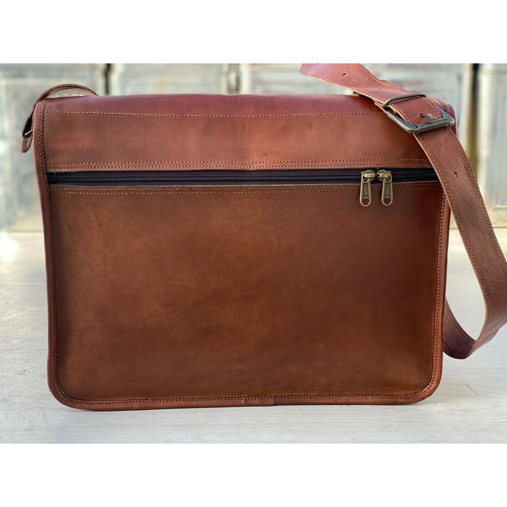 Sacoche Vintage en cuir de vache véritable pour femmes, sacoche à bandoulière pour ordinateur portable