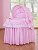 Wicker Moses Basket With Foldable Hood - Little Princess Pink