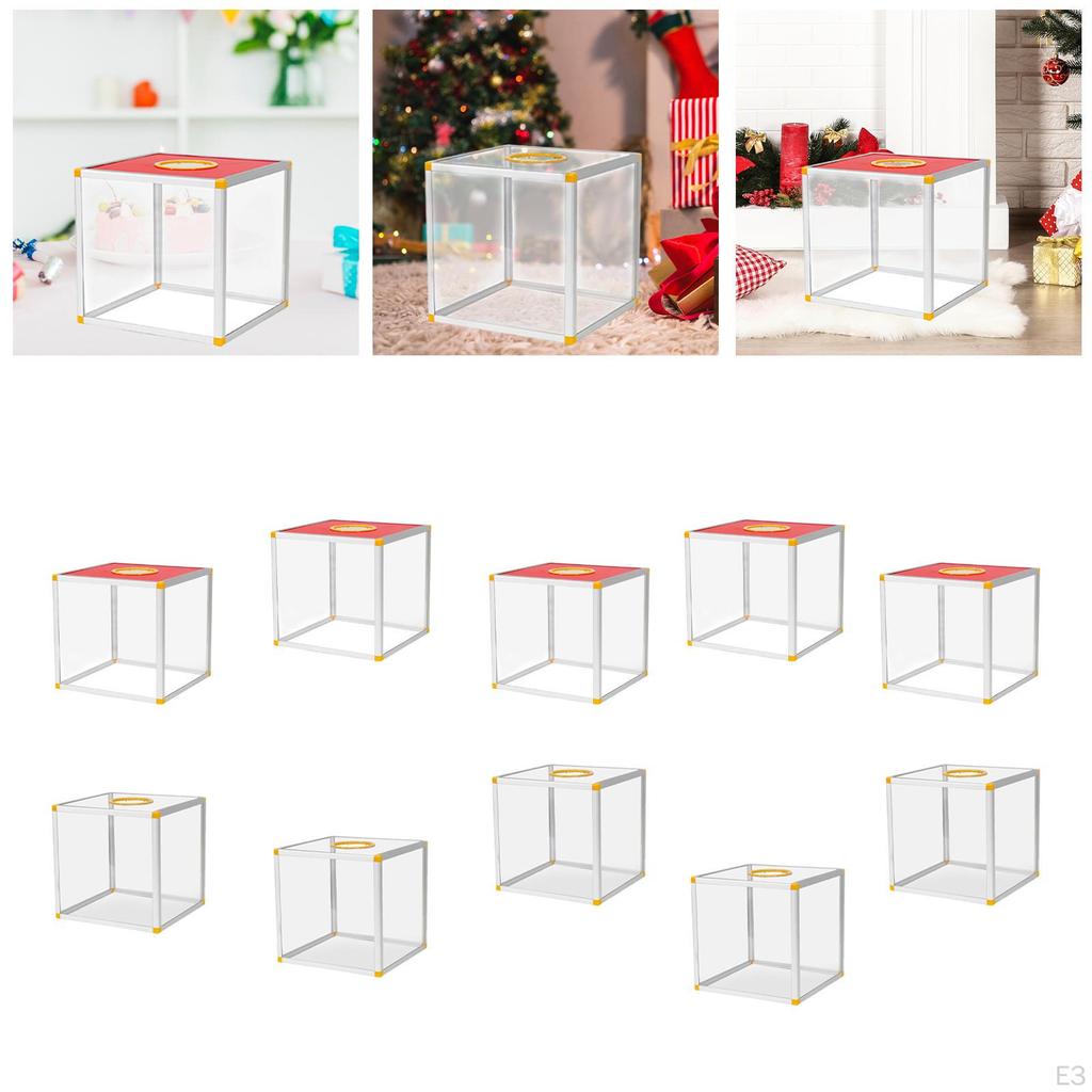 Clear Lucky Draw Box Comment Lottery for Business Fundraising Voting 20x20x20cm Four sides