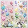 Easter Window Stickers Cartoon Eggs Bunnies PVC Wall Decals Glass Window Decoration for Home Holiday Party Decor
