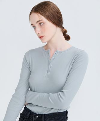 Ssiello 22 Fw Button Ribbed T-Shirt (Light Gray)