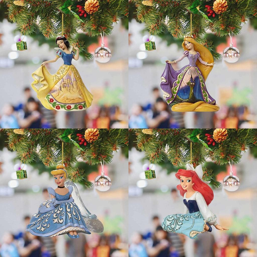 Festive 8cm Christmas Disney Princess Acrylic Cartoon Pendant Ornaments Xmas Tree Hanging Decor