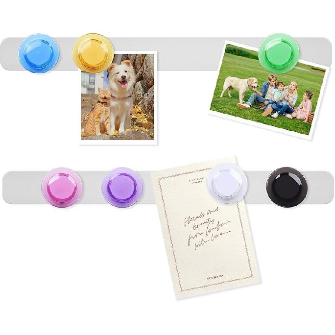 Magnetic Board for Wall - 2 Pcs Frameless Stainless Iron Magnetic Strips with Adhesive Backing, Magnet Bulletin Board with 7 Colorful Magnets, Memo Small IronBar-3CM7ColorMa