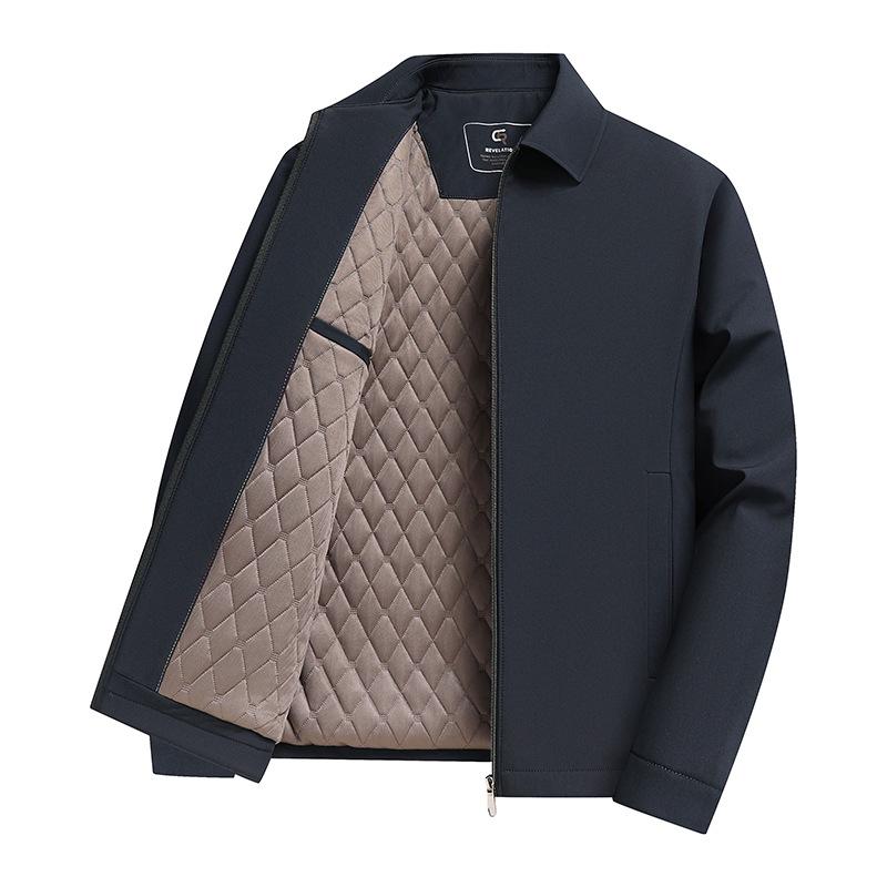 

Чоловіча зимова куртка з вовняним утеплювачем, Business Casual для середнього та старшого віку, потовщена для тепла XL темно-синього кольору