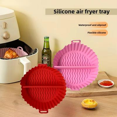 Air Fryer Silicone Baking Tray High-Temperature Resistant Foldable Baking For Pizza Chicken Wings French Fries Kitchen Accessory