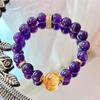 10Mm Natural Grape Purple Amethyst Citrine Design Bracelet Bracelet