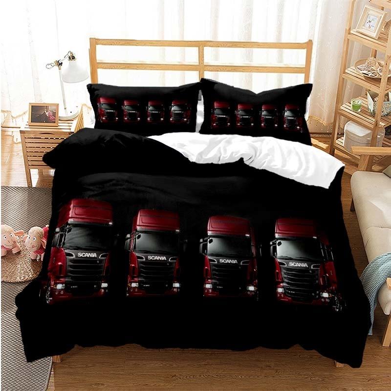 Scania Truck Duvet Cover Set 3D Print Soft Comforter Cover Microfiber Bedding Set Trendy Truck Quilt Cover For Room Decor 2/3Pcs