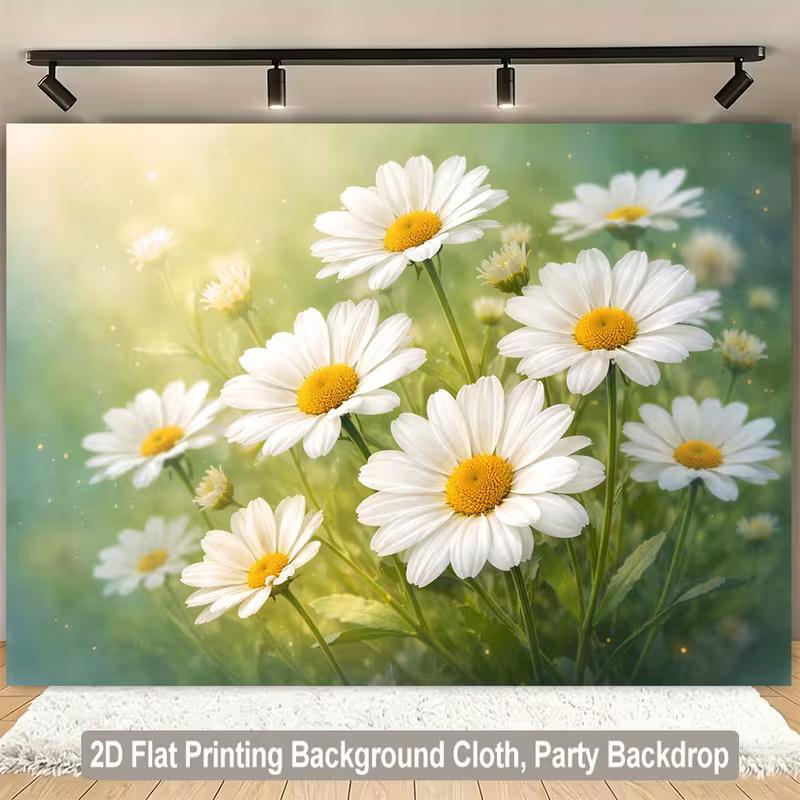 2D White Daisy Meadow Backdrop for Wedding, Bridal & Engagement Photography