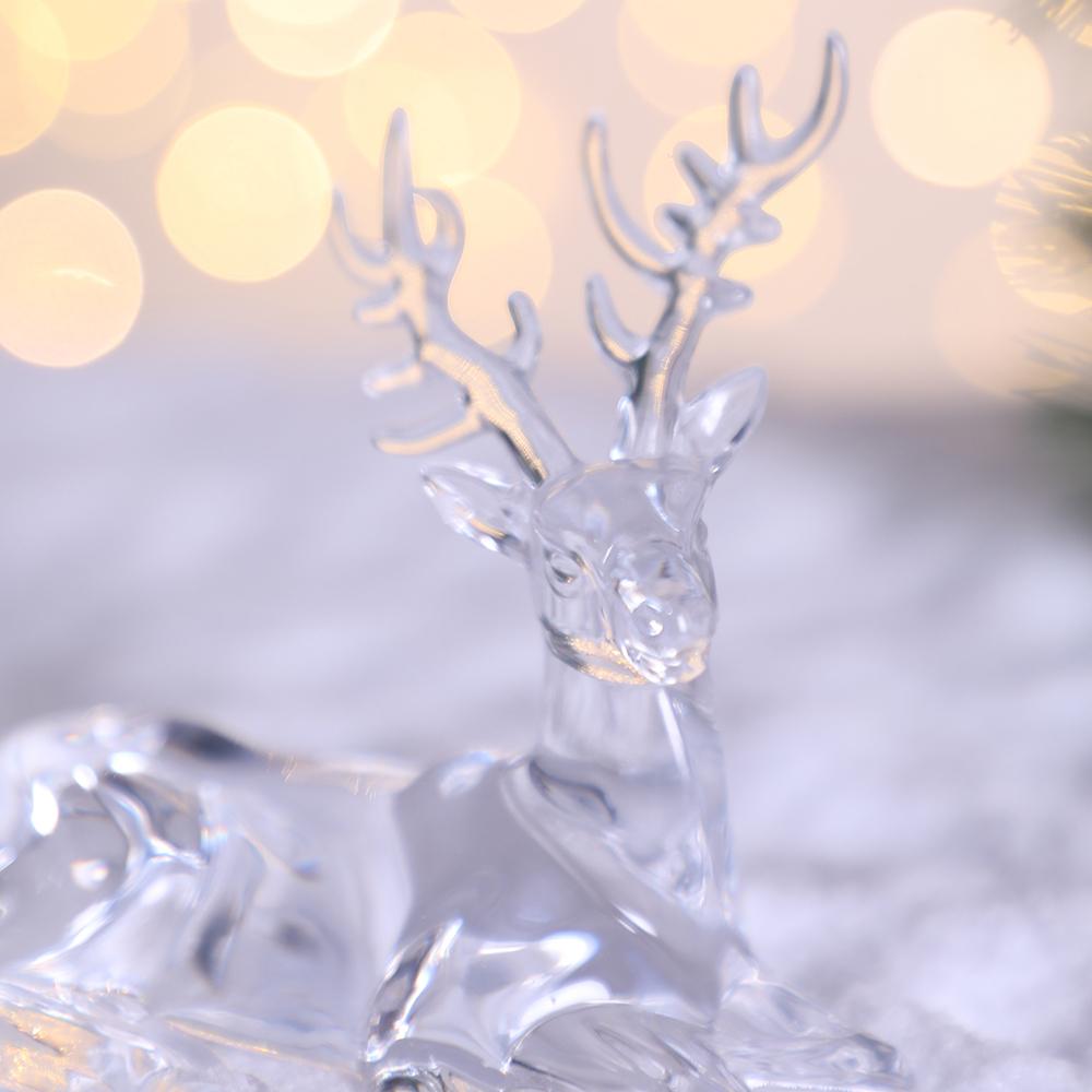 Plastic Crystal Deer Figurines Desktop Ornament Room Decor Transparent Elk Reindeer Sculpture Christmas Home Office Decoration