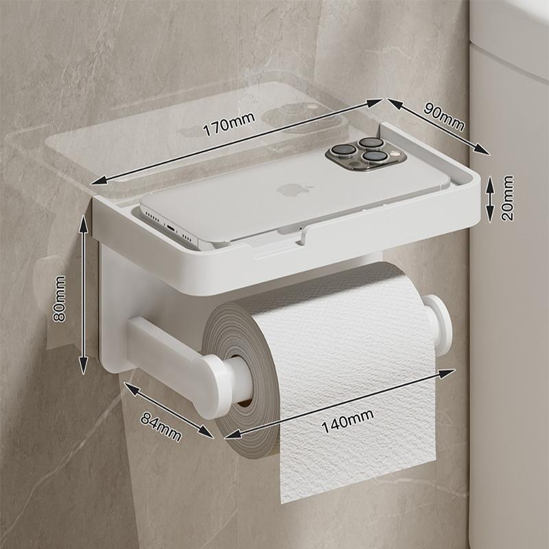 Wall-Mounted Two-In-One Toilet Paper Holder Space Aluminum Paper Towel Storage Rack Bathroom Mobile Phone Storage Rack