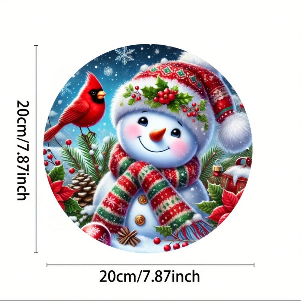 Festive Snowman and Cardinal Metal Wall Art Winter Holiday Decor for Home Garden 20x20 разноцветный