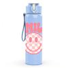 1PC Checkered Smile SMILE Letter 750ml Color Plastic Sports Water Bottle Leakproof Flip Straw Lid Suitable for Sports Office Home Use