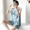 Women's Summer Ultra-Thin Cotton Satin Pajamas Set With Shorts And Sleeveless Vest, Cool Comfort Home Wear For Hot Weather