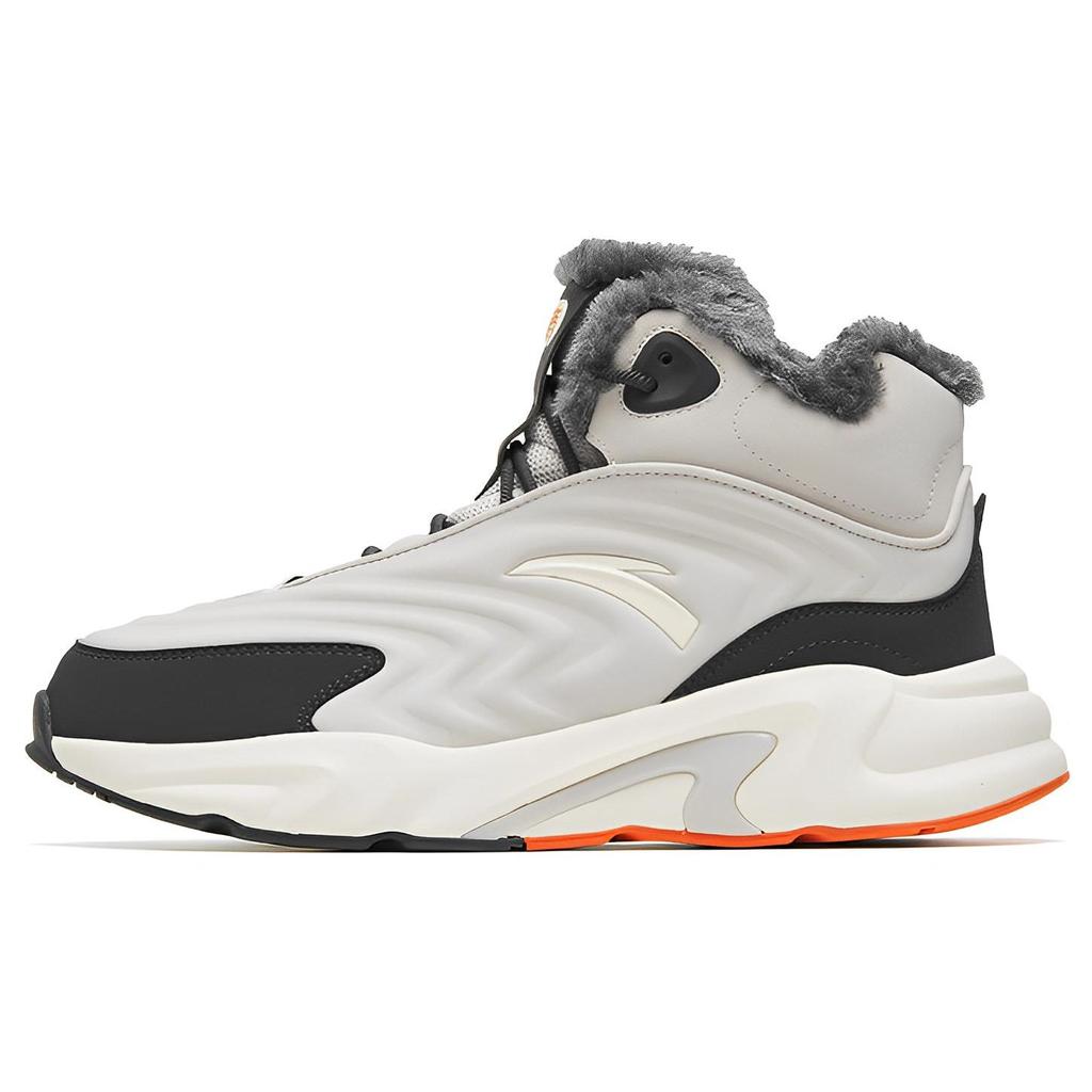 Anta Walker Fleece Sports Non-Slip Wear-Resistant High-Top Casual Shoes Men Casual Shoes Gray White 912248935-1