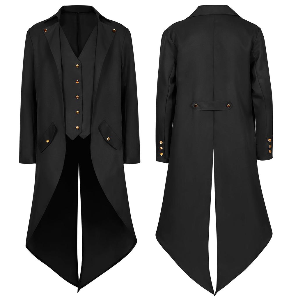 Men's Medieval Retro Tuxedo Jacket for Spring & Autumn 2025 - Performance COS Costume