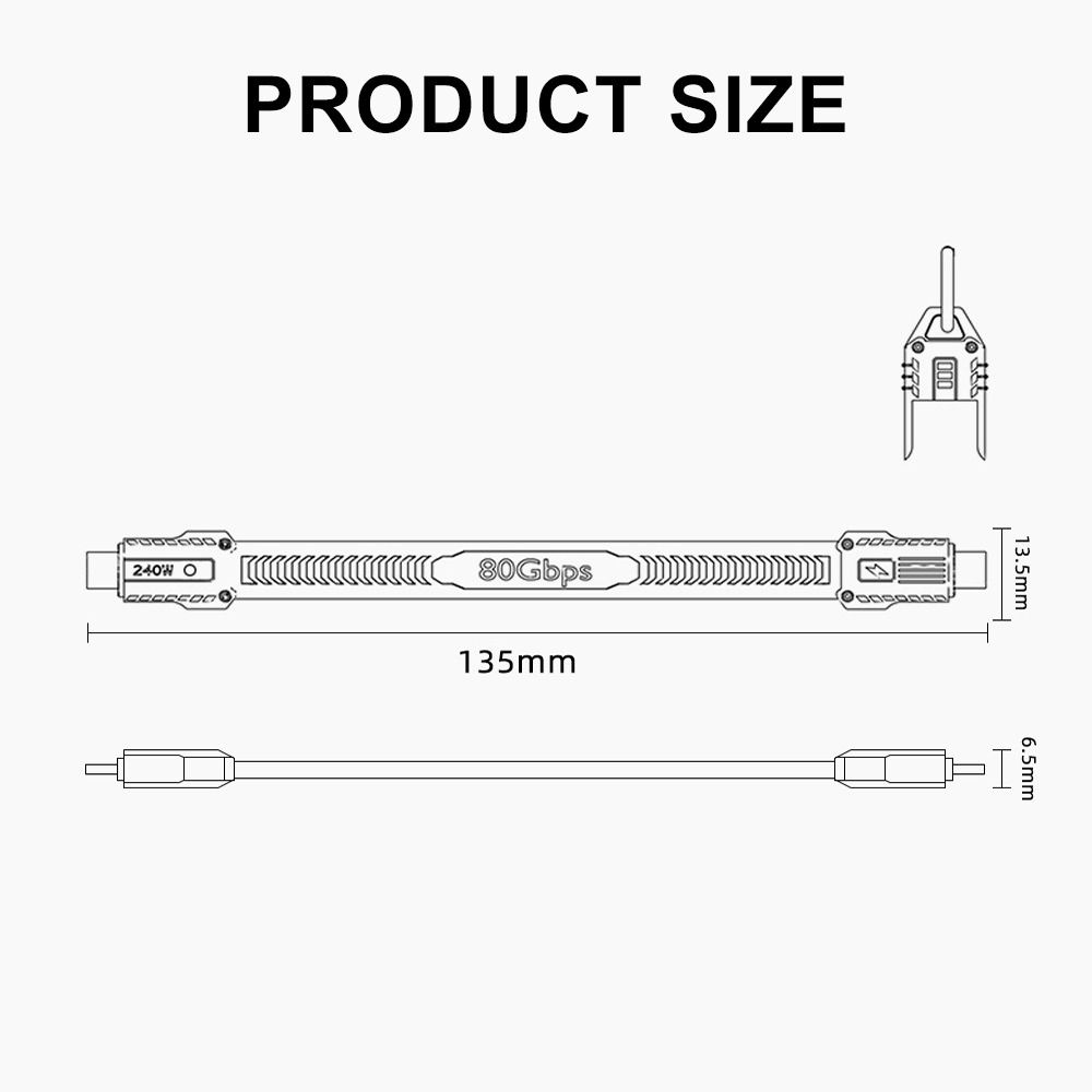 8K 60HZ USB-C Data Line 80Gbps Charging Cord High Speed USB4 Type-C Cable  Data Transfer