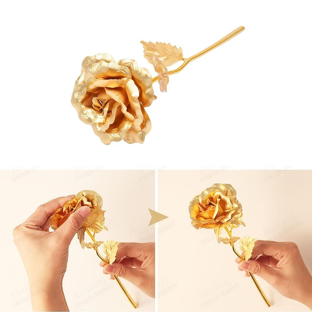 5/10Pcs Gold Artificial Flowers 18CM Fake Flower Valentine's Day Decoration for Woman Girlfriend Gifts Ornament Party Supplies