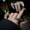Zircon Black Sophisticated Ring For Women Unique Adjustable Style Geometric