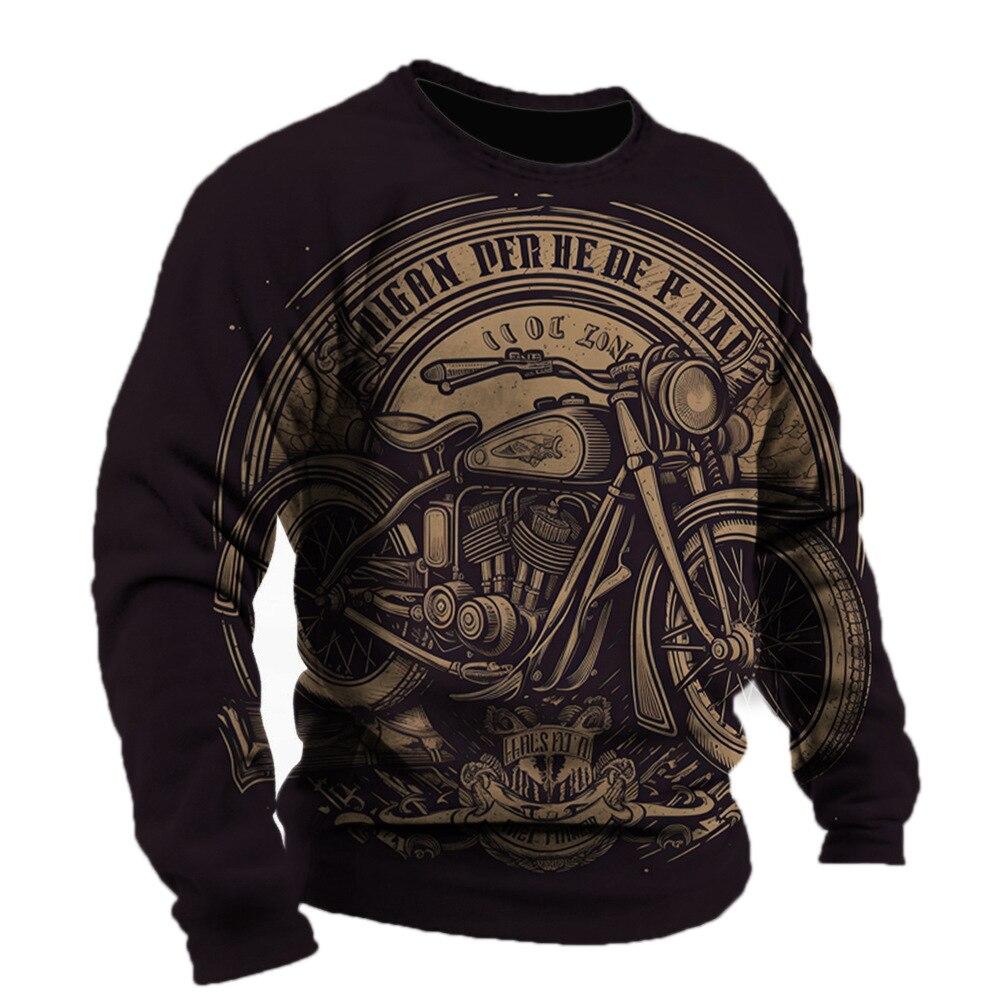 Vintage männer T-shirt Baumwolle Motorrad Muster Langarm T-shirts 3D Gedruckt Kleidung Grafik Straße Harajuku Übergroßen