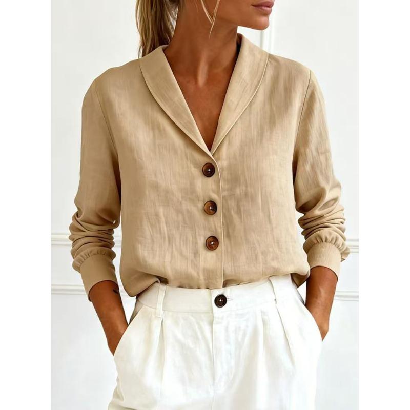 MGHR Women's Fashion Casual Autumn Winter Long Sleeve V-Neck Blouses & Shirts