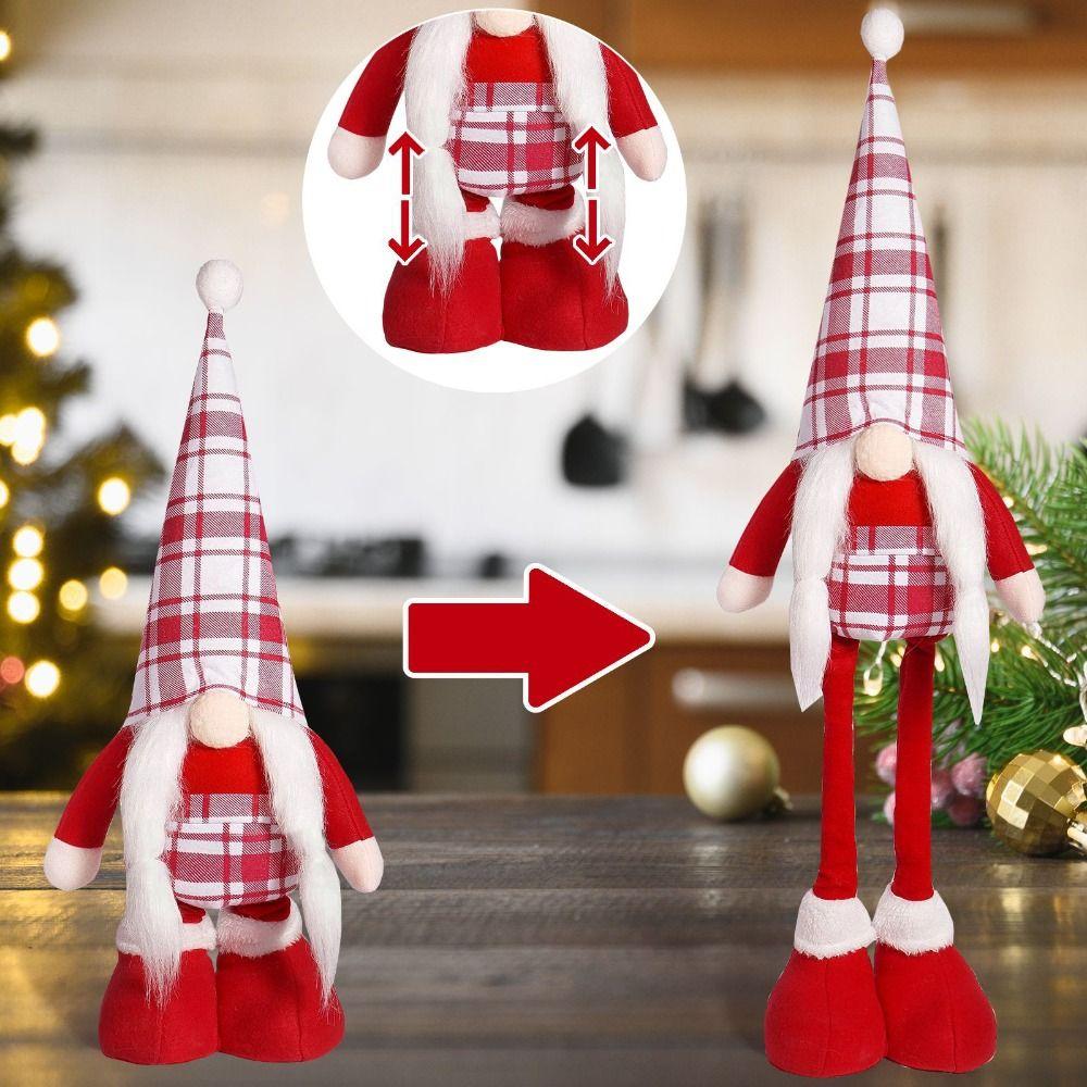 Cute Christmas Telescopic Doll Ornaments Red Merry Christmas Decoration  Xmas Festival Decor