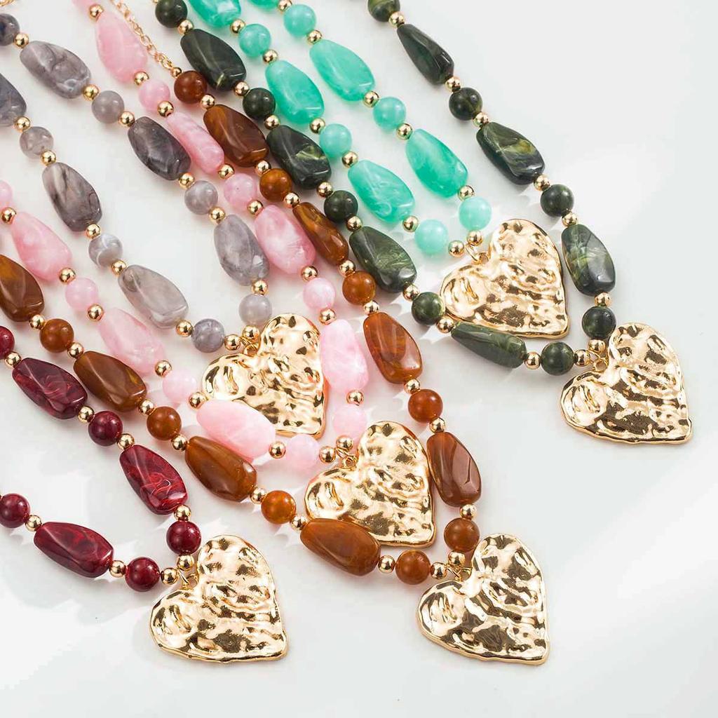 Asymmetrical Irregular Beaded Resin Chain Vintage Necklace Party Jewellery Gift
