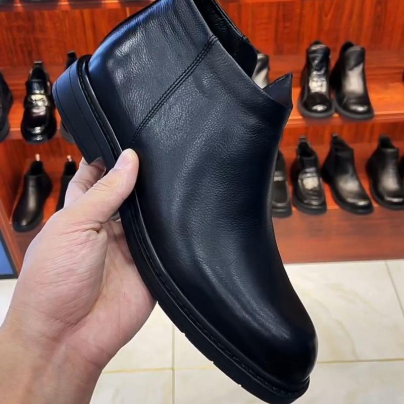 Fashion 2025 Autumn Early Winter Shoes Mens Chelsea Boots Flat Brand Male Footwear Pure Black British Style Man Party Shoes D624