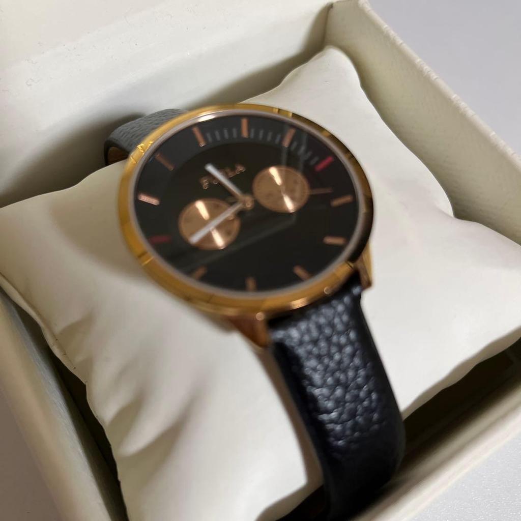 Used FURLA black gold analog watch