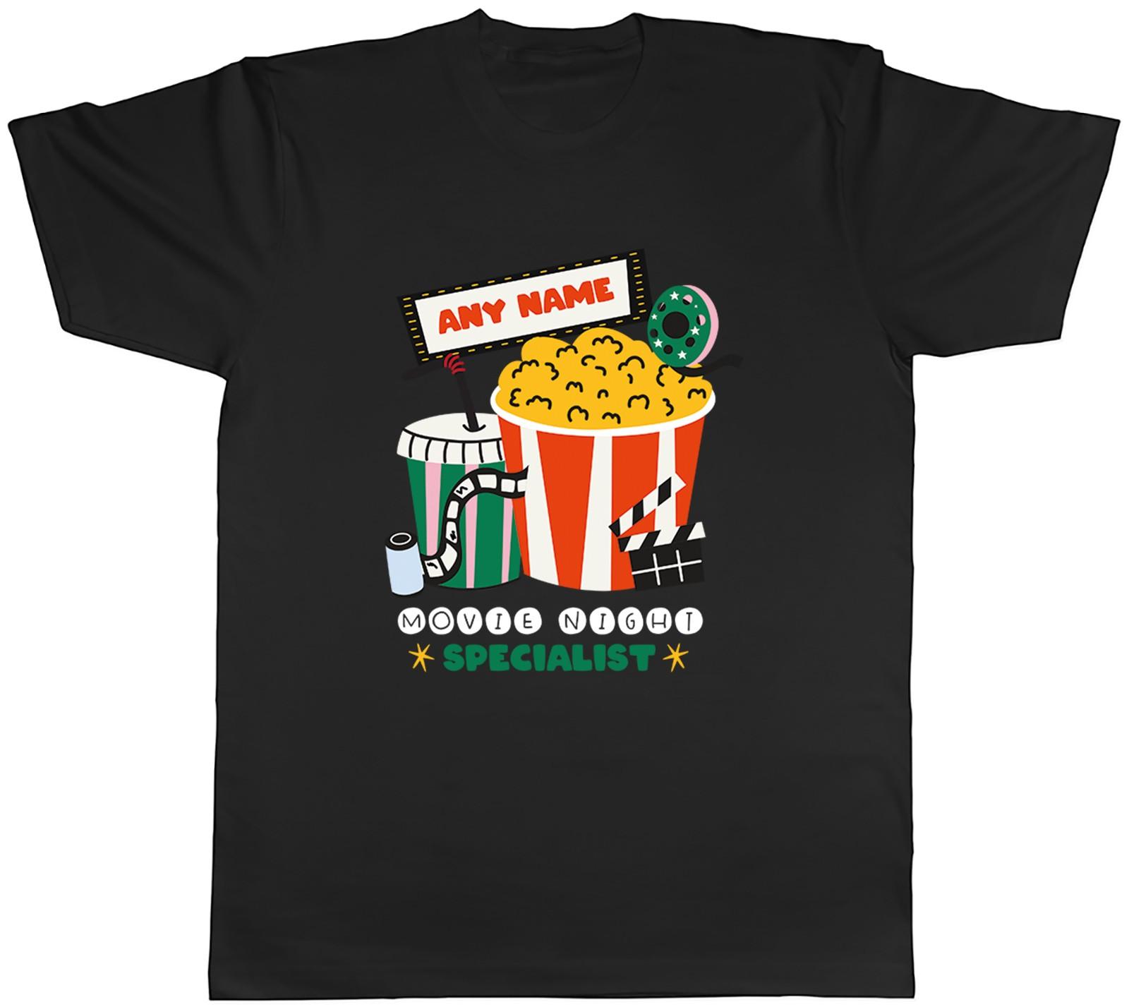Personalised Popcorn Movie Night Specialist Mens T-Shirt Tee Gift Top L