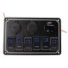 6 Gang Rocker Switch Panel Waterproof DC12V To 24V 20A Blue LED Light 5PIN Overload Protection for Car Yacht RV Bus