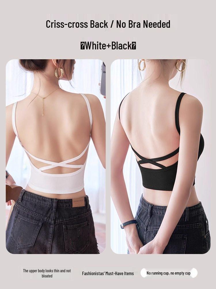 Women's American-Style Spaghetti Strap Vest with Chest Pads - Summer Lingerie Bra Top & Sleeveless Base Layer