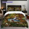 Fantasy Wonderland Journey Three-piece set (1 * duvet cover + 2 * pillowcase, without core) 2D Flat Christmas birthday gift Duvet cover and pillowcase