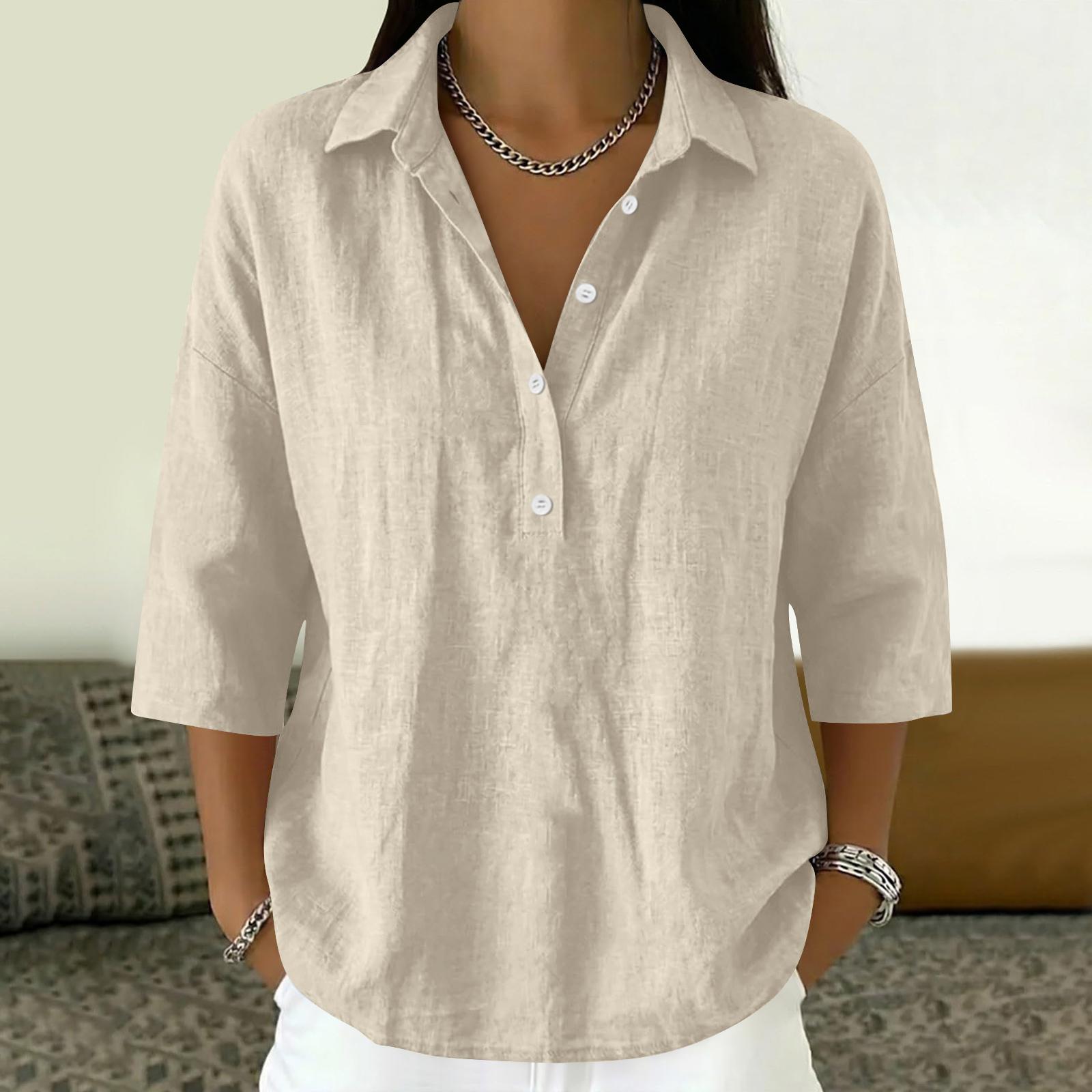 Womens Long Sleeve Button Down Shirt Casual Loose Fit Collared Blouse Lightweight Top with Half Placket Design for Everyday Wear XL хаки