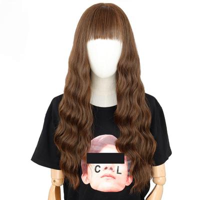 24 Inch Long Brown Wig with Liu Haihai Wave Wig Synthetic Fiber Wig Ladies Long Wig Natural Wig Cosplay/daily/party Wig