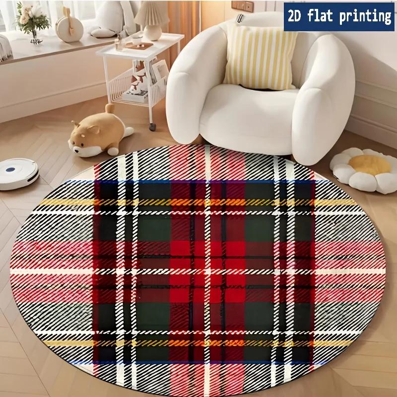 Christmas Bells Holiday Seasonal Round Area Rug Xmas Decor Festive Gift for Living Room Floor Mat