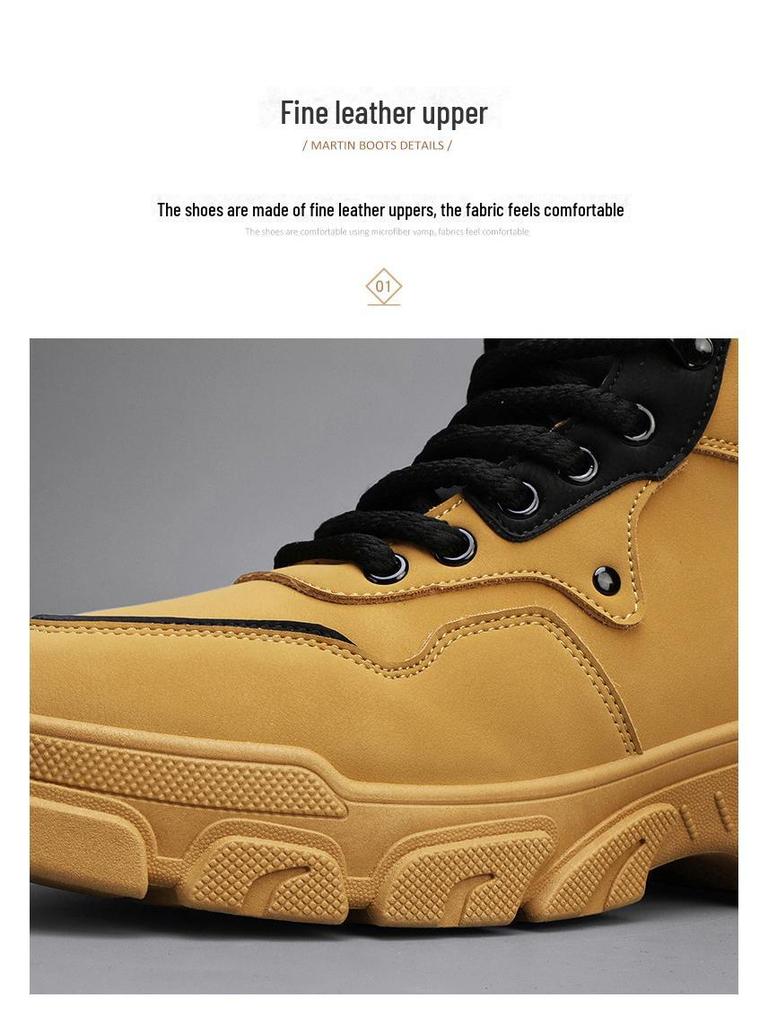 Stivali Martin Alti Retrò da Uomo, Primavera 2025 - Stile Coreano, Versatili, Retrò Britannico, Scarpe da Lavoro Basse con Suola Spessa