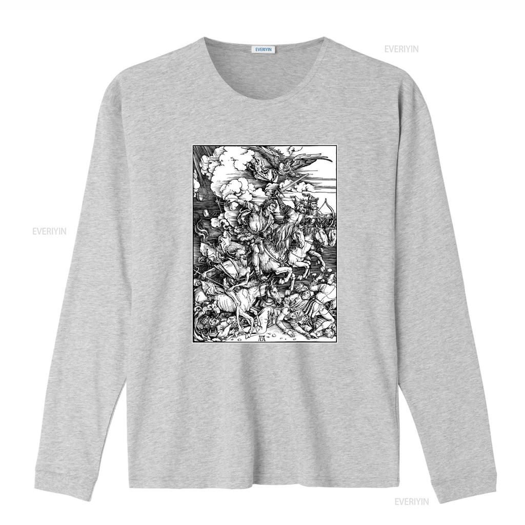 Albrecht Durer Four Horsemen of the Apocalypse German Renaissance Art Woodcut Religious Gothic T Shirt vintage Washed Versatile