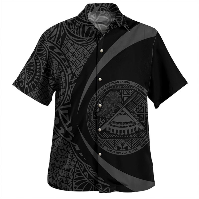 Samoa Polynesische Hawaiian Hemden Für Männer Design Kurzarm Revers Bluse Tops Damen Sommer Lässig