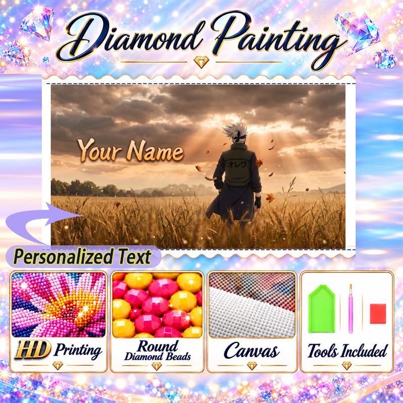 Personalized Kakashi Hatake Diamond Art Custom Name 5D Diamond Painting Full Drill DIY Craft