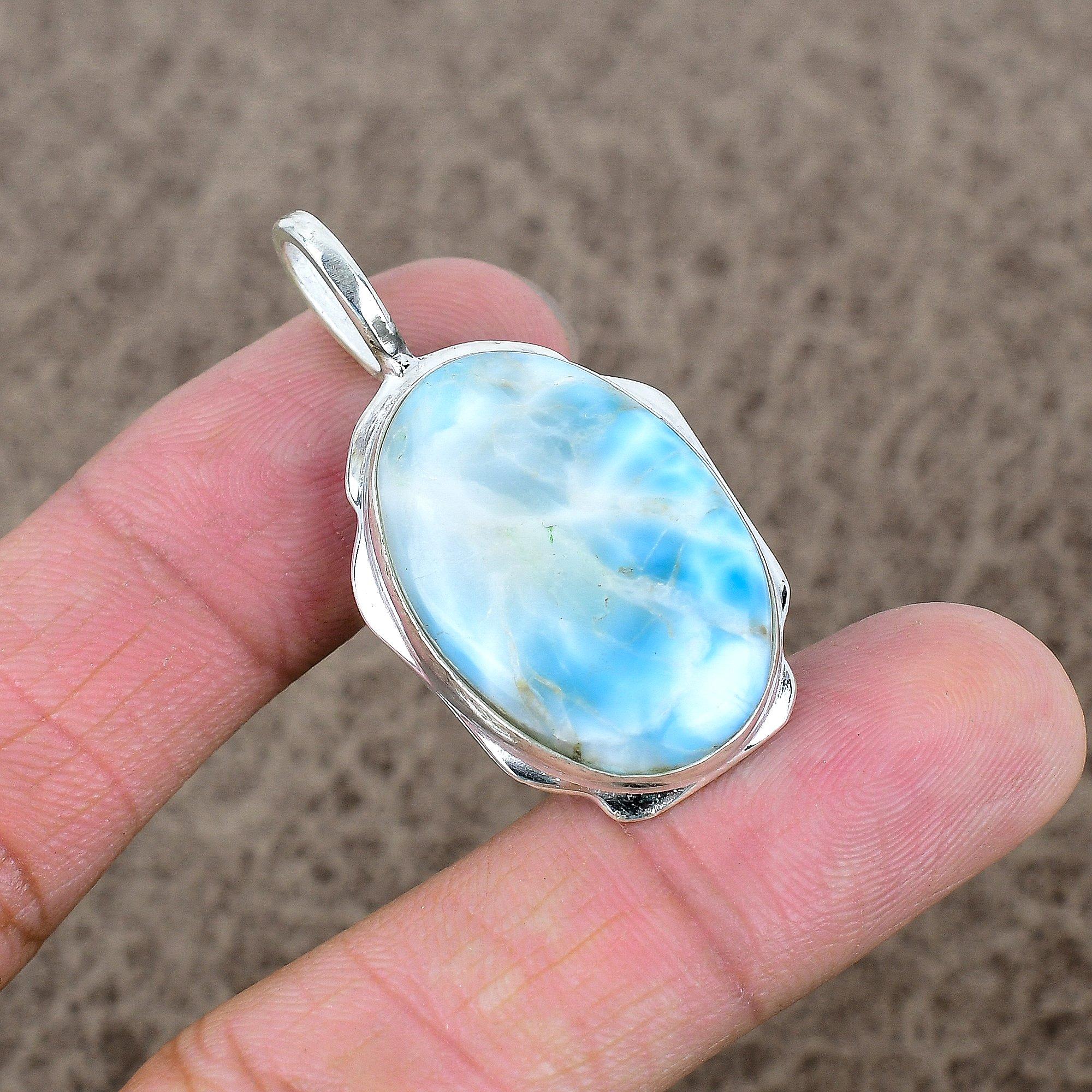 

Republic Larimar Gemstone 925 Sterling Silver Jewelry Pendant 1.77 KKG-380