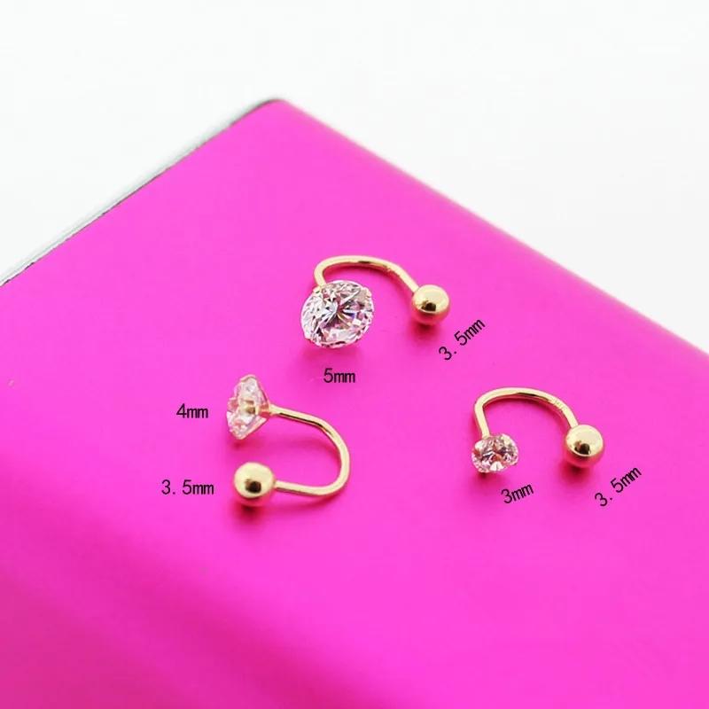 1Pair  Sterling  tragus Piercing Helix Studs Earrings for Women Girls Zircon Hoop Nose Ring Conch Body Piercing Jewelry