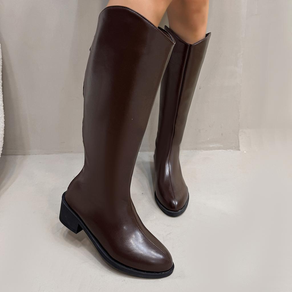 Fashion 2025 New Women Winter Boots Style Chunky Heel Knight Boots Woman High Tube Boots High Heel Shorty Long Ladies Shoes