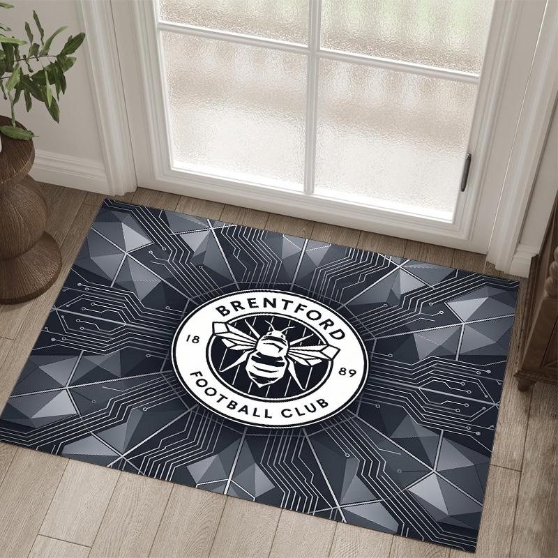 Brentford Football Design Crystal Velvet Carpet Cozy Non?Slip Printed Rug For Bedroom Living Room Entrance