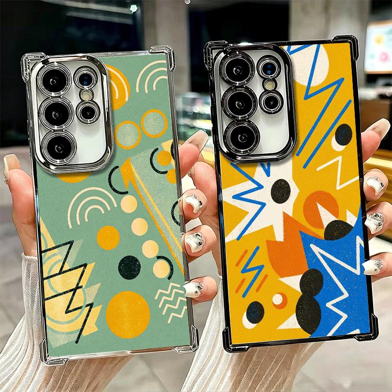 Abstract Geometry PopArt Desgin Soft Phone Case For Samsung Galaxy S26 Ultra S25 Edge S24 FE S23 Plus S22 S21 + S20 Plating Anti
