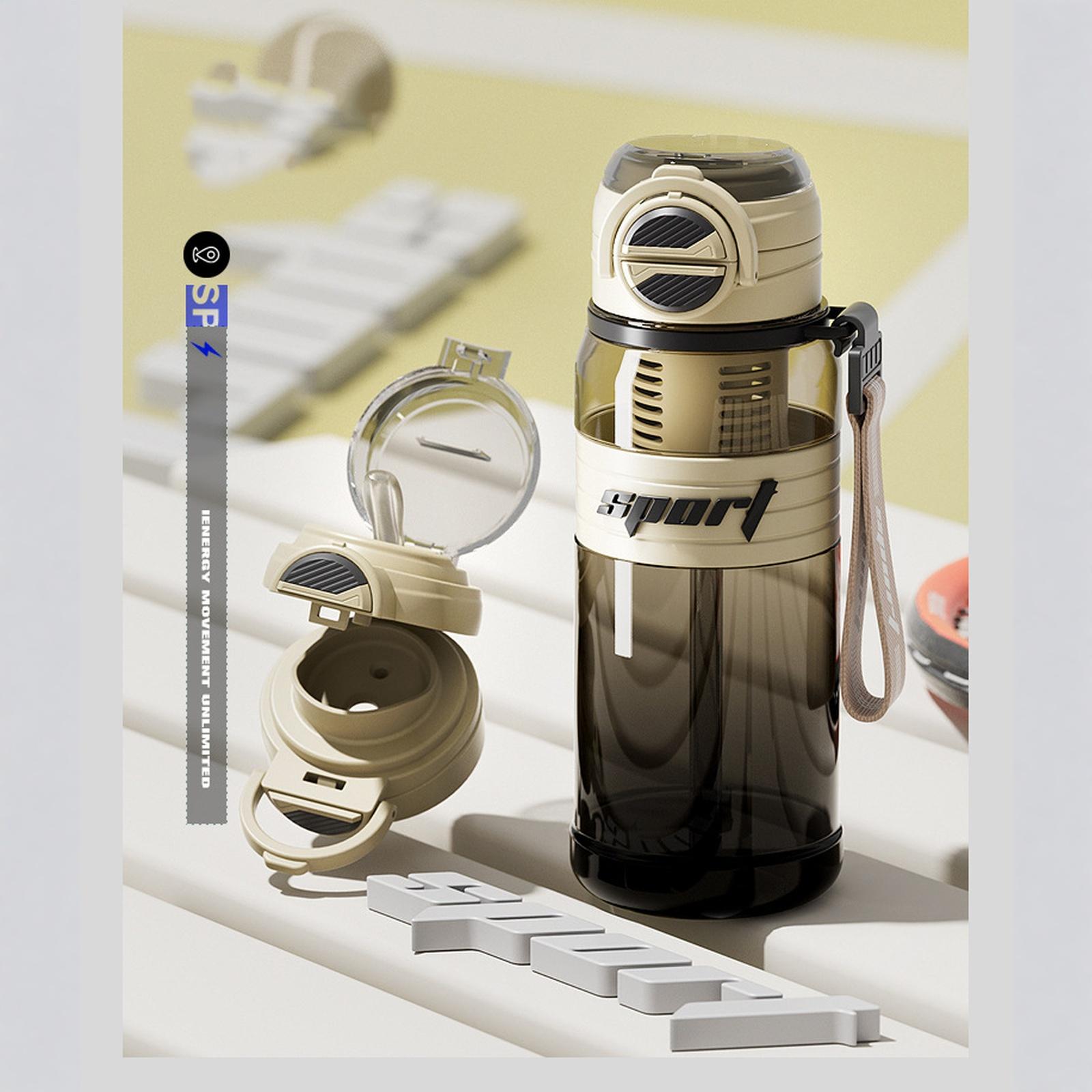 

Sports Water Bottle, Plastic Water Cup, High Straw Cup, Large Capacity Double Drinking Cup 800ml/27oz one size кавовий